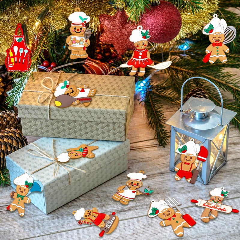 kockuu 12pcs Gingerbread Christmas Decoration for Tree - Cooking Gingerbread Man Ornaments Christmas Hanging Decor for Xmas Tree Home Kitchen Decor Party Supplies - Image 3